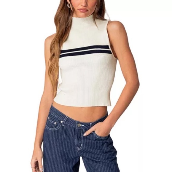 Edikted Tops - Edikted Ribbed High Neck Tank Small